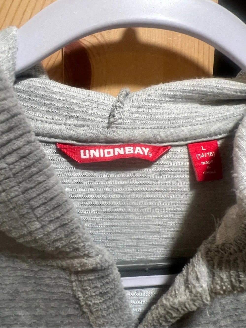 UNIONBAY Men's Ribbed Crewneck Hoodie in Heather Gray